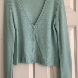 Talbots Size L Cashmere Crop V-Neck Cardigan, 100% Cashmere